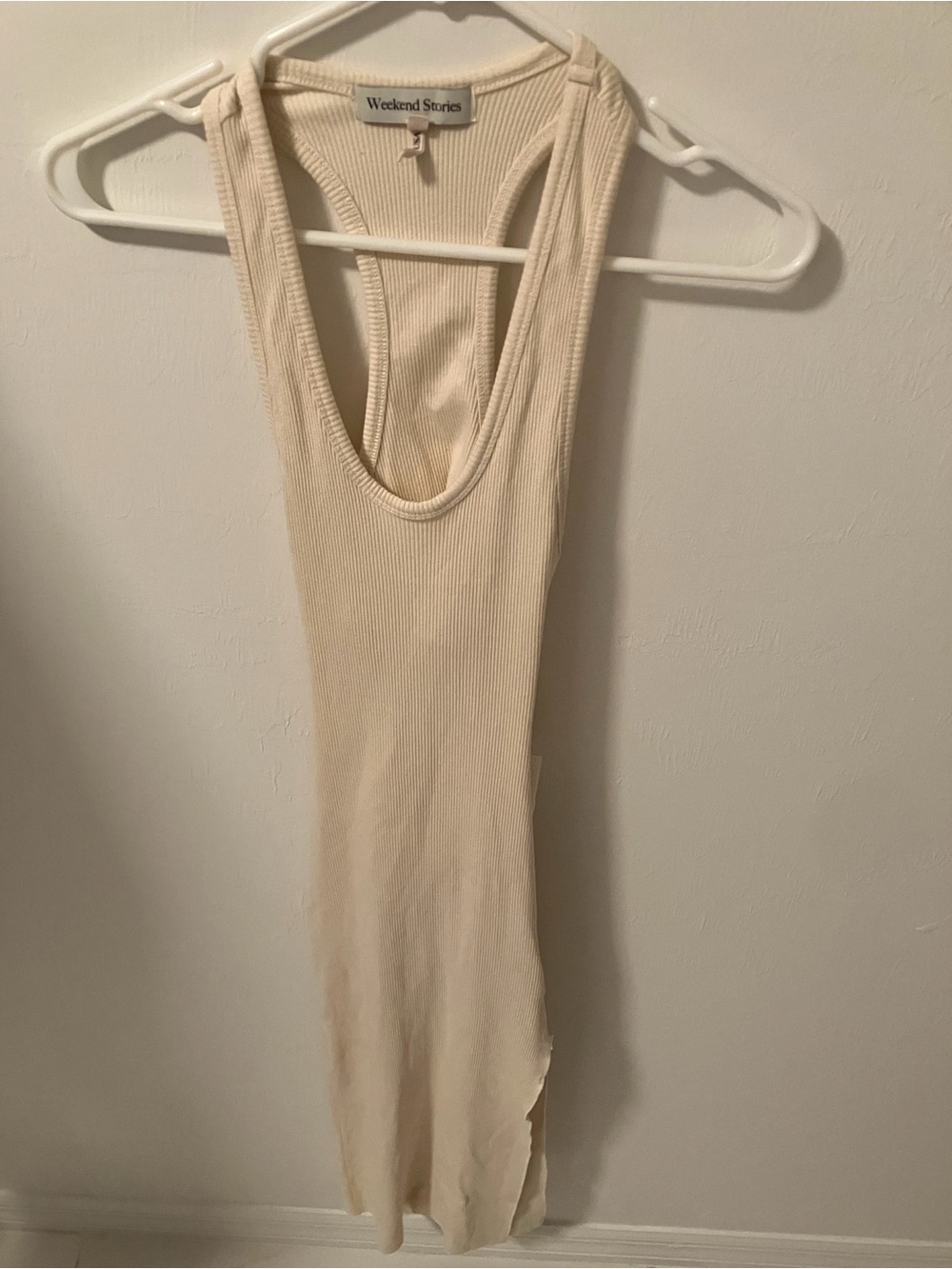 Cream ribbed racerback midi dress